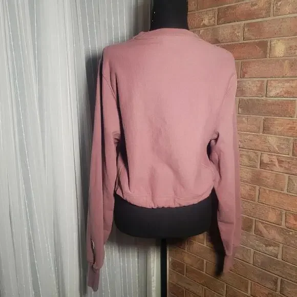 Victoria's Secret PINK Dusty Rose Cropped Crewneck Sweatshirt Long Sleeve- Sz XS - Picture 3 of 9